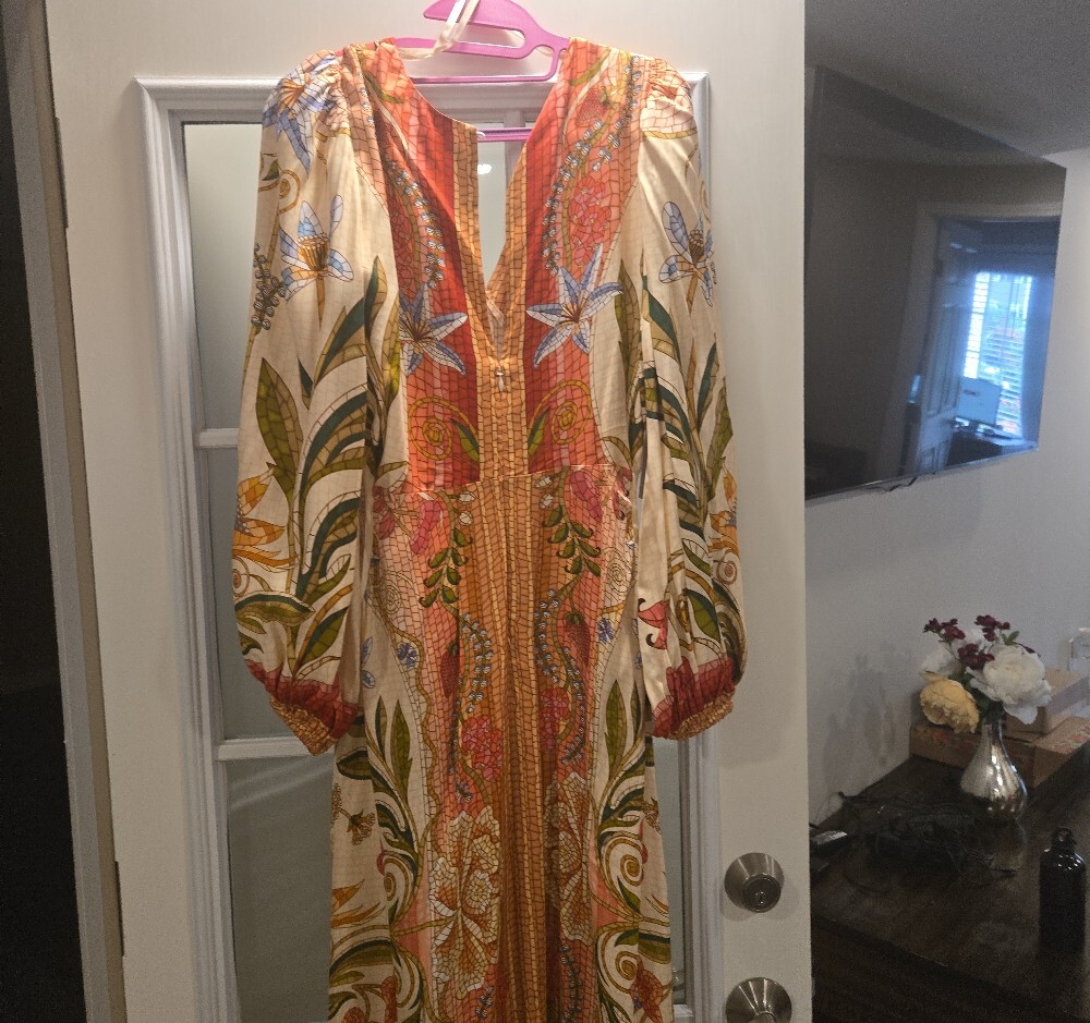 FARM Rio Coral and Cream Floral Long-Sleeve Maxi Dress - Picture 6 of 12